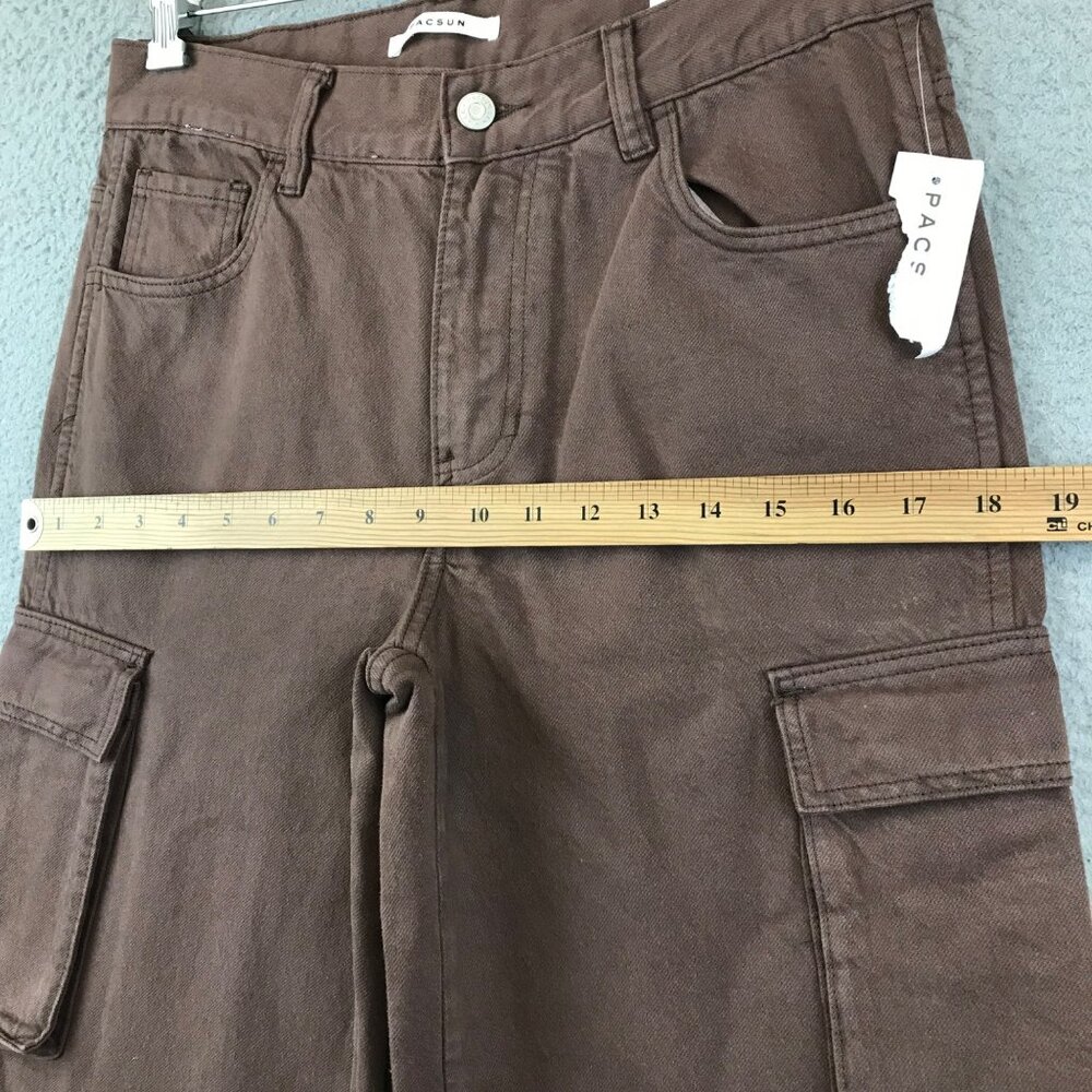 New Pac Sun Baggy 90s‎ Cargo Utility Pants Brown wide leg size 26 - Picture 8 of 16